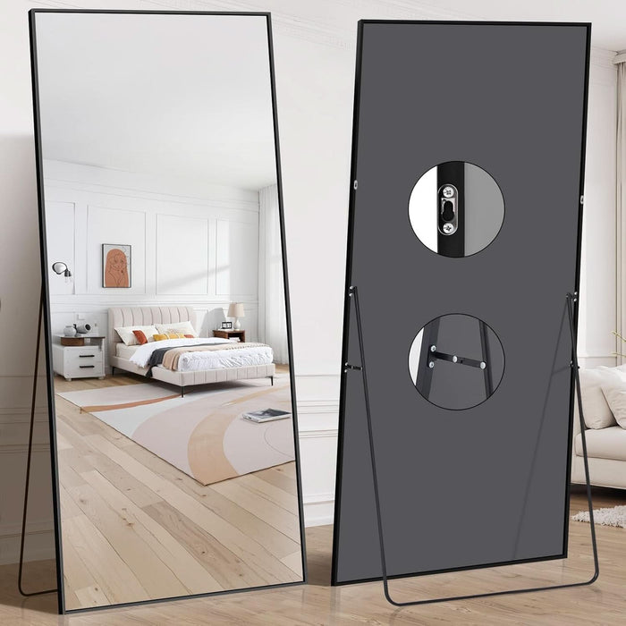 78"X35" Floor Mirror Full Length - Standing Mirror with Aluminum Alloy Frame, Large Body Mirror for Bedroom, Living Room, Wall Mounted or Leaning