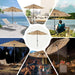 Outdoor Solar Patio Umbrella 3 Tiers with 32 LED Lights, Beach Market Table Umbrella with Crank and 8 Sturdy Ribs for Pool, Terrace, Restaurant