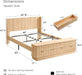 Fluted Queen Size Bed Frame with Wingback Headboard, Footboard Storage Bench with Built-In Drawers & Lift-Up Compartments, Wood & Steel Platform Bed, No Box Spring Needed, Natural Oak