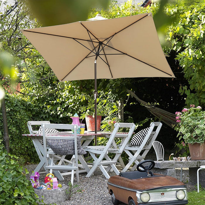 Rectangular Patio Umbrella, Table Market Umbrella with Tilt and Crank, Outdoor Umbrella for Garden, Deck, Backyard, Pool and Beach