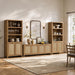 71" Tall Bookcase 5 Tier Rattan Bookshelf with Doors for Library | Farmhouse Storage Book Shelf with Adjustable Shelves Large Book Case Bookshelves for Living Room Home Office Bedroom Kitchen