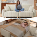 Cream Chenille Sleeper Sofa Bed With ExpandedStorage