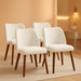 Linen Dining Chair Set of 4 Upholstered Fabric Dining Chair with Wood Legs, Wing Backrest, Wooden Kitchen Chairs with Thick Cushions, Leveling Feet for Dining Room, Living Room, White