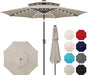 Solar Patio Umbrella Outdoor with Centre Light, 9 Ft Taupe