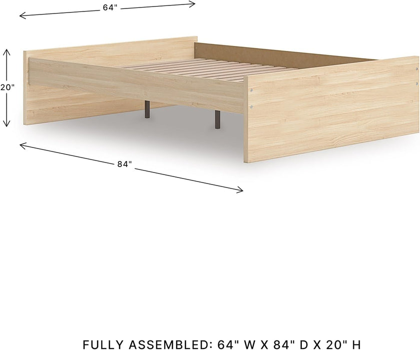 Signature Design by Ashley Onita Scandinavian Queen Platform Bed, Foundation or Box Spring Not Needed, Light Brown