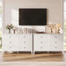 White 6 Drawer Dresser for Bedroom, Fluted Painted Wood Chest of Drawers, Modern TV Stand Storage Cabinet for Living Room, Entryway, 47" W X 16" D X 32" H
