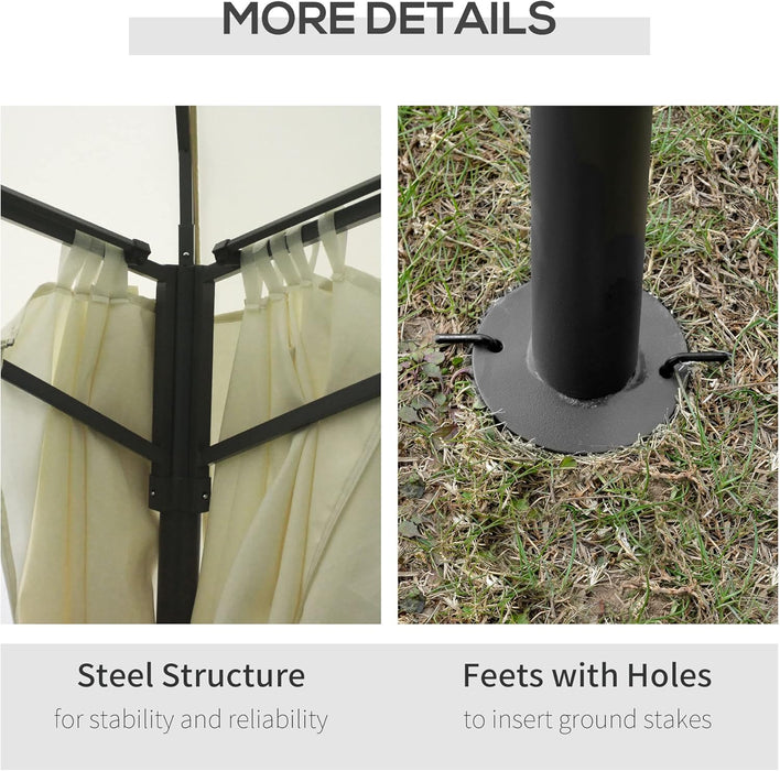 10' X 13' Outdoor Gazebo Patio Gazebo Canopy, Double Vented Roof, Steel Frame, Curtain Sidewalls, Sun Shade Shelter for Garden, Lawn, Backyard, Deck, Beige
