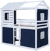 Twin Size BlueAndWhite Reinforced Pinewood Bunk Bed