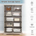 6 Drawer Dresser for Bedroom, 49" Tall Wooden Chest of Drawers, Rustic Farmhouse Dresser with Large Drawers & Metal Handles, Modern Storage Organizer for Closet, Living Room, Hallway, Grey