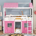 TwinOverTwin HousePlayhouse Bunk Bed PinkWhite Windows
