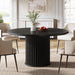 47.24-Inch Black round Dining Table for 4-6 People, Modern Fluted MDF + Metal Base Kitchen Table, Sturdy Circle Dining Room Furniture, Black