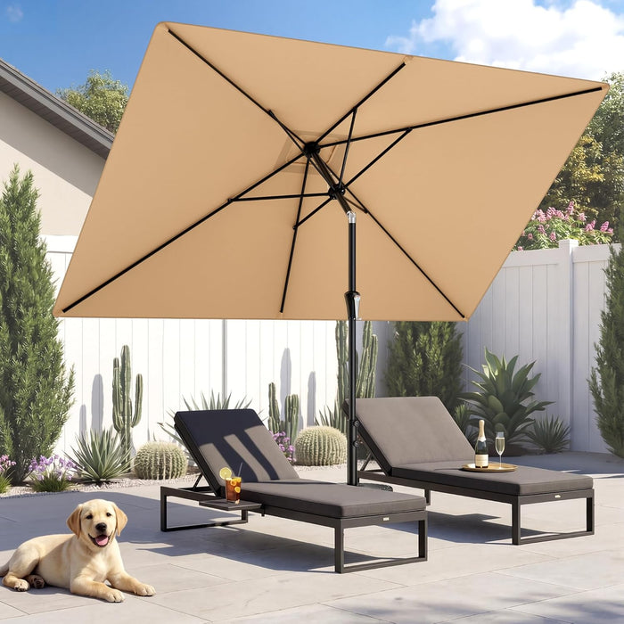 6.6 X 10 Ft Rectangular Patio Umbrella Rectangle Umbrella Outdoor Patio, Large Outdoor Umbrellas for Patio Table with Tilting and Sun UV Protection for Pool, Deck, Market, Backyard