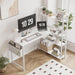 47 Inch Computer Desk with Bookshelf, Corner Desk with Storage, L Shaped Desk, Home Office Desks, Writing Study Desk for Bedroom, White