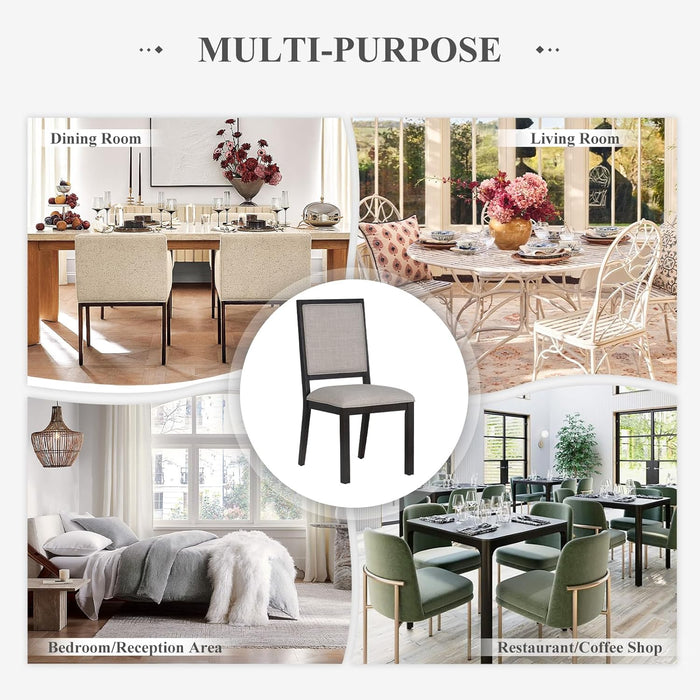 Upholstered Wood Dining Chairs Set of 4, Kitchen Dining Chairs with Back, 19 Inch Fabric Farmhouse Dining Room Side Chairs with Wooden Legs for Kitchen Dining Living Room Courtyard, Brown