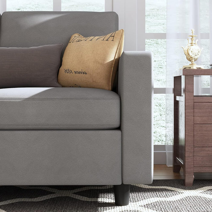 Grey Sectional Sofa Set with Ottoman  L-Shaped Chaise