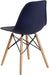 Elon Series Navy Plastic Chair with Wooden Legs for Versatile Kitchen, Dining Room, Living Room, Library or Desk Use