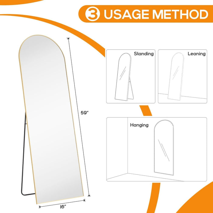 Arched Fulllength Mirror With Shatterproof Aluminum Frame