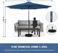 88 LED 10 FT Solar Patio Umbrella with Base, Navy