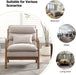 Mid Century Modern Accent Chair with Wood Frame, Upholstered Reading Armchair with Waist Cushion, Double Padded Accent Chair, Side Chair for Living Room Bedroom Office, Easy Assembly, Beige