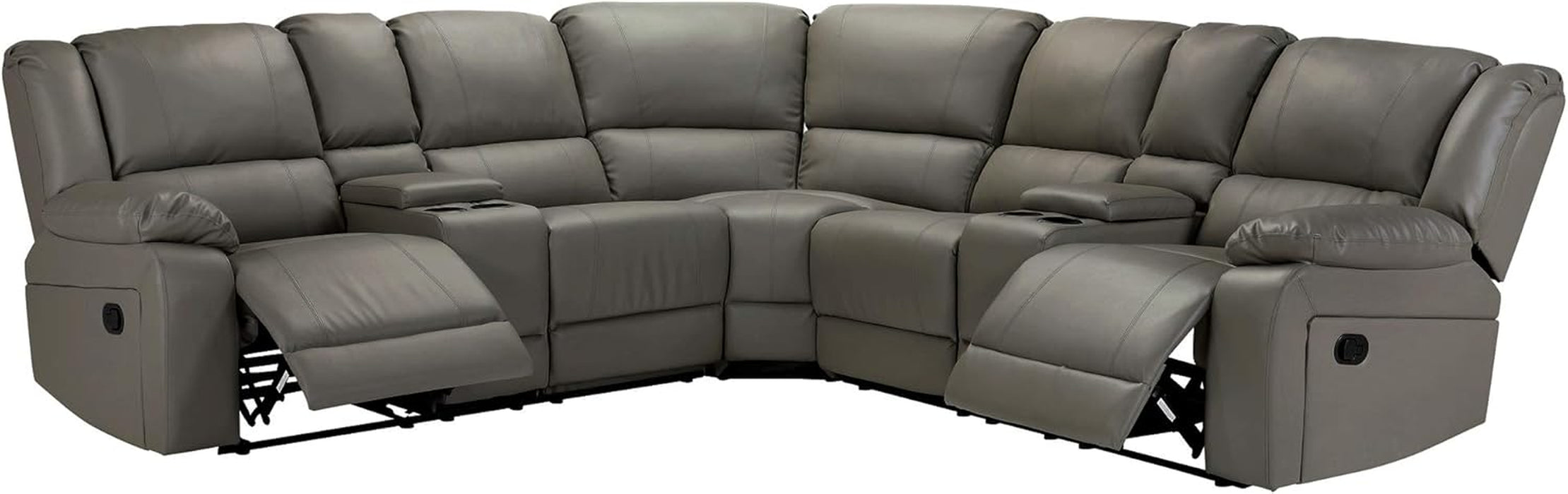 107" Power Reclining Sectional Sofa Grey Leather