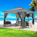 12X12Ft Outdoor Gazebo Pop up Gazebo with Mosquito Netting, Instant Patio Canopy Tent for Shade and Rain, 2 Tiered Vente Gazebo Canopy UPF 50+ for Garden Backyard with Carry Bag&4 Sandbags