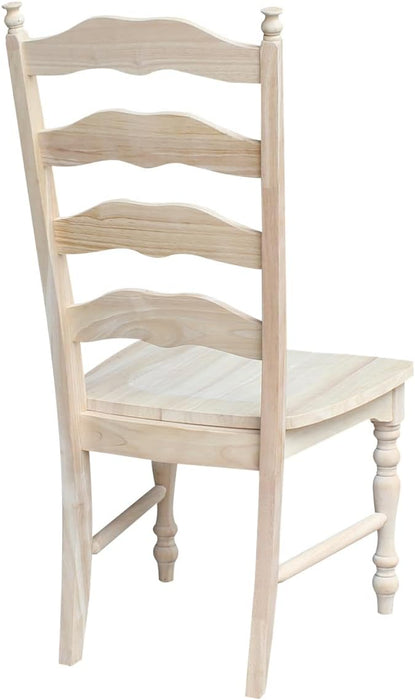 Set of 2 Maine Ladderback Chairs Dining/Kitchen/Study/Balcony, Solid Wood, Parawood Construction, 42.1"H, Ready to Paint or Stain in Any Color, Unfinished