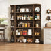 5-Tier Wood Book Shelf, 47" Wide Large Bookshelf and Bookcase, 62" Tall Bookshelf with Curved Side Shelves, Freestanding Wood Display Book Shelves for Living Room, Home Office, Walnut