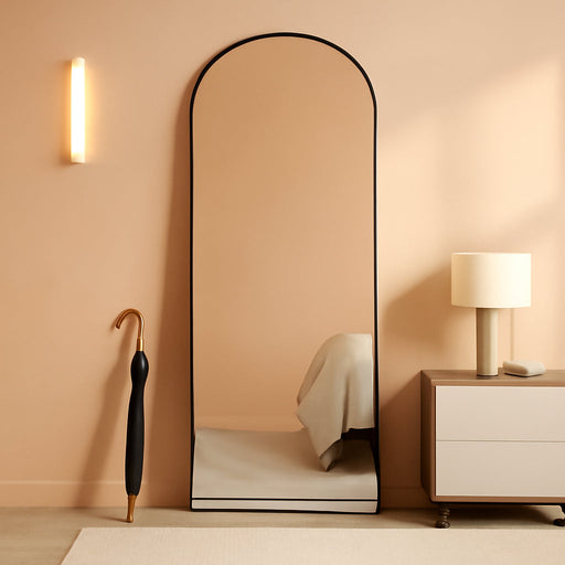 65x24Inch ExtraLarge Length Arched Floor Mirror Black