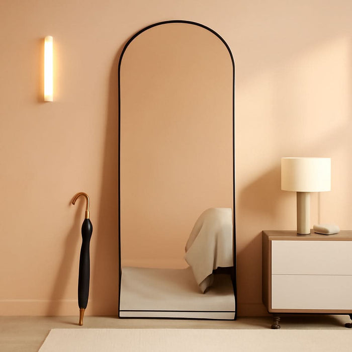 65x24Inch ExtraLarge Length Arched Floor Mirror Black