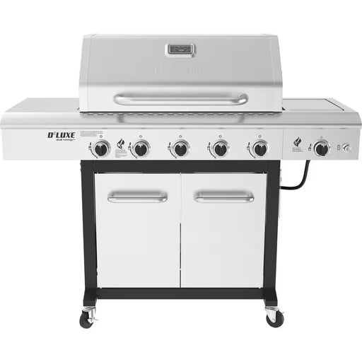 Deluxe 5-Burner Propane Gas Grill in Stainless Steel and Black with Side Burner