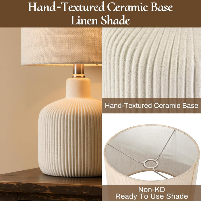 Ceramic Table Lamp, Off-White, 17.75"