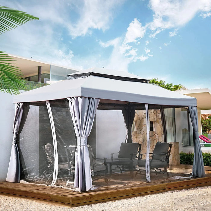 Outdoor 10 × 13 Ft Soft-Top Gazebo, Water-Resistant