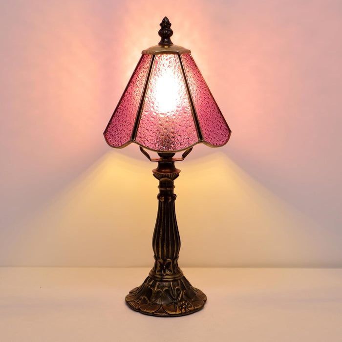 Stained Glass Table Lamp Purple Diamond Style Lamp 14 Inch