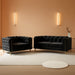 2 Pieces Chenille Living Room Furniture Sofa Couch Set,Button Tufted Comfy Couch with Nailhead Trim&Metal Legs,Mid Century Modern Couch and Loveseat Sets for Living Room(Loveseat+3 Seater Sofa,Black)
