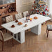 51"-78" Extendable Dining Table for 4-8, White Faux Marble Dining Table | Modern Kitchen Table with Hidden Storage, Rectangle Dinner Tables for Dining Room Kitchen Living Room (White Marble)