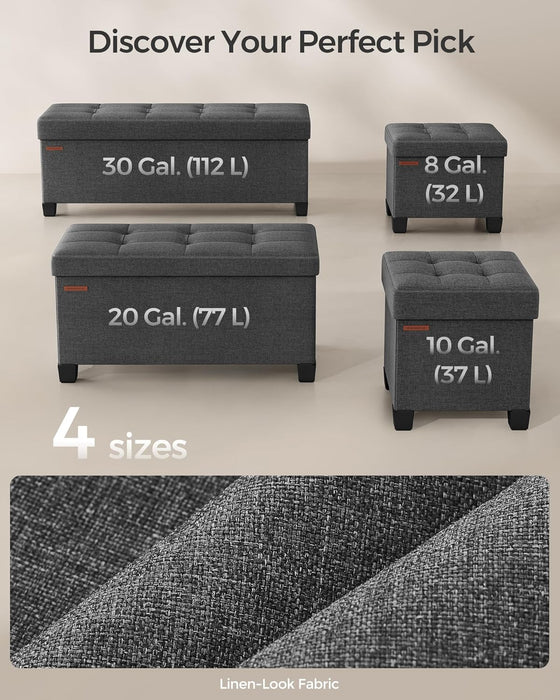 Storage Ottoman Bench, Foldable Foot Rest with Legs, 15 X 30 X 15.2 Inches, End of Bed Bench, Storage Chest, Load up to 660 Lb, for Living Room, Bedroom, Entryway, Slate Gray ULSF16GYZ