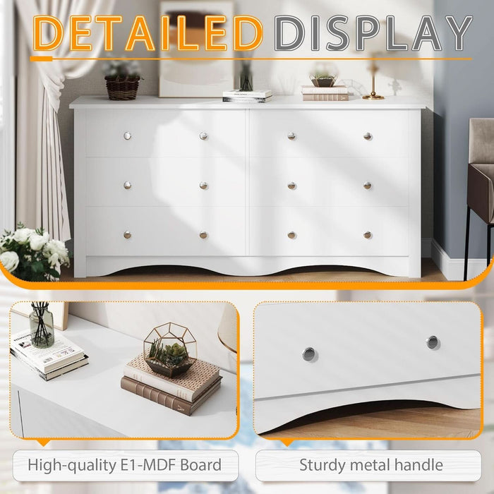 6 Drawer Dresser and TV Stand in White for 65 Inch TV 6 Drawer Dresser and TV Stand in White for 65 Inch TV