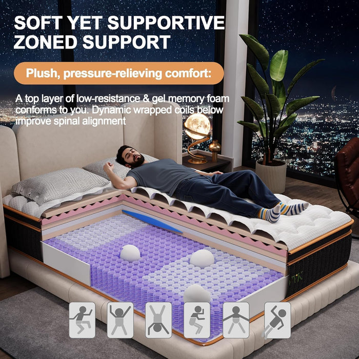 Queen Hybrid Mattress TwelveInch Memory Foam EdgeSupport