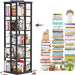 Rotating Bookshelf, Corner Bookcase, 360 Display Wood Spinning Bookshelves, Floor Standing Bookcases Narrow Shelf, 5 Tiers, Black