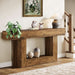 63" Console Table, Farmhouse 2-Tier Entryway Table with U-Shaped Base, Narrow Long Wood Sofa Table behind Couch Table for Living Room, Hallway, Foyer, Vintage Brown