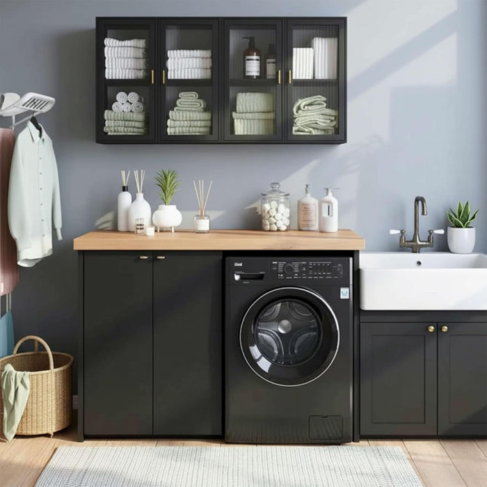 24 Inch Wide Black Wall Cabinet DurableAcrylicDoors