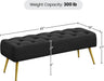 45" Black Ottomans, Velvet End of Bed Bench, Ottoman Foot Rest with Gold Legs for Living Room, Bedroom, Entryway, Black