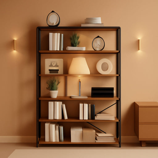 Rustic Bookcases and Book Shelves, Metal Wood 6 Tier Bookshelf and Book Rack Storage, Industrial Vertical Display Etagere Book Case 6 Shelf, Vintage Large Book Shelf for Bedroom Living Room, Brown