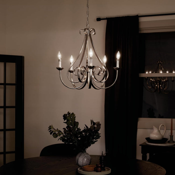 Dover Five Light Chandelier Brushed Nickel TwentyFourInch