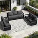 Outdoor Aluminum Furniture Set, 5-Piece Patio Conversation Set, 4 Swivel Chairs and 1 Sofa, All-Weather Metal Frame, 6" Thick Removable Cushions, Deep Setting for Garden, Poolside and Porch