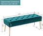 Modern Velvet Bench Ottoman, Upholstered Bedroom Benches Footrest Stool Button-Tufted Table Bench Dining Bench with Gold Metal Base for Entryway Dining Room Living Room Bedroom, Atrovirens