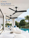 2 Pack 52 Inch Outdoor Ceiling Fans with Remote, Black Ceiling Fan No Light with Quiet Reversible DC Motor, 6 Speeds, 3 Blade Modern Ceiling Fans for Patio Living Room Bedroom Indoor