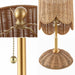 27.5" Brass Gold Coastal Buffet Table Lamp Set of 2 for Bedroom, Boho Table Lamps with Natural Rattan Scalloped Shade, Pull Chain, LED Bulbs Included JYL1138A-SET2