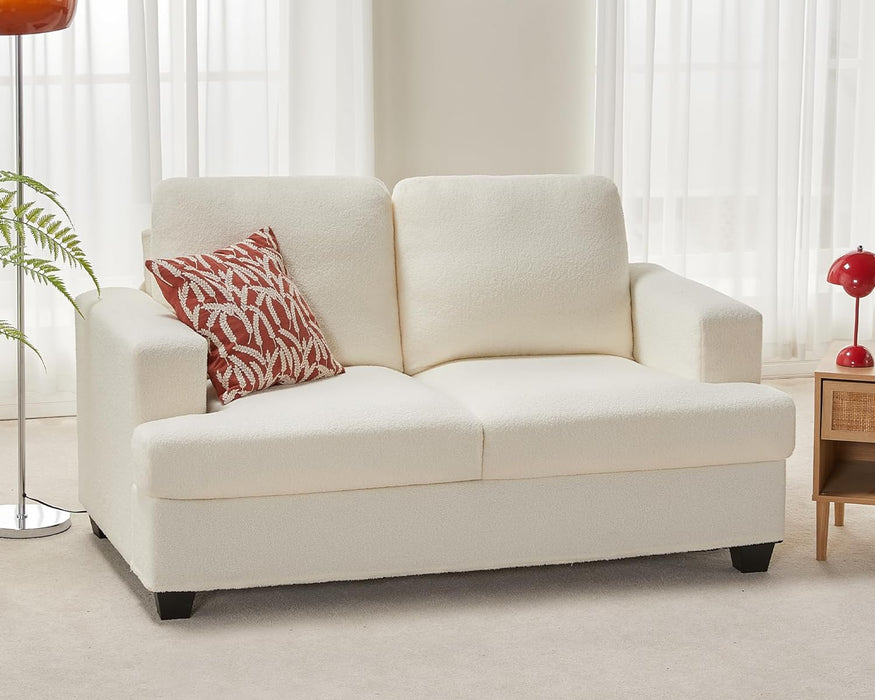 Beige Chenille Sofa with Deep Seats