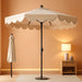 9 FT Solar Patio Umbrella, 2-Tiers Scalloped Outdoor Table Market Umbrella with 24 LED Lights, Vented Top, Tilt Adjustment, Crank, 8 Ribs for Backyard Poolside Deck Beach Lawn (Beige)